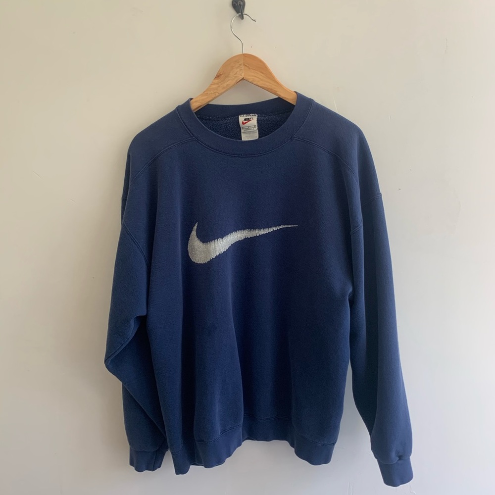 Vintage Nike Crewneck sweatshirt 90s blue swoosh - Picture 1 of 6
